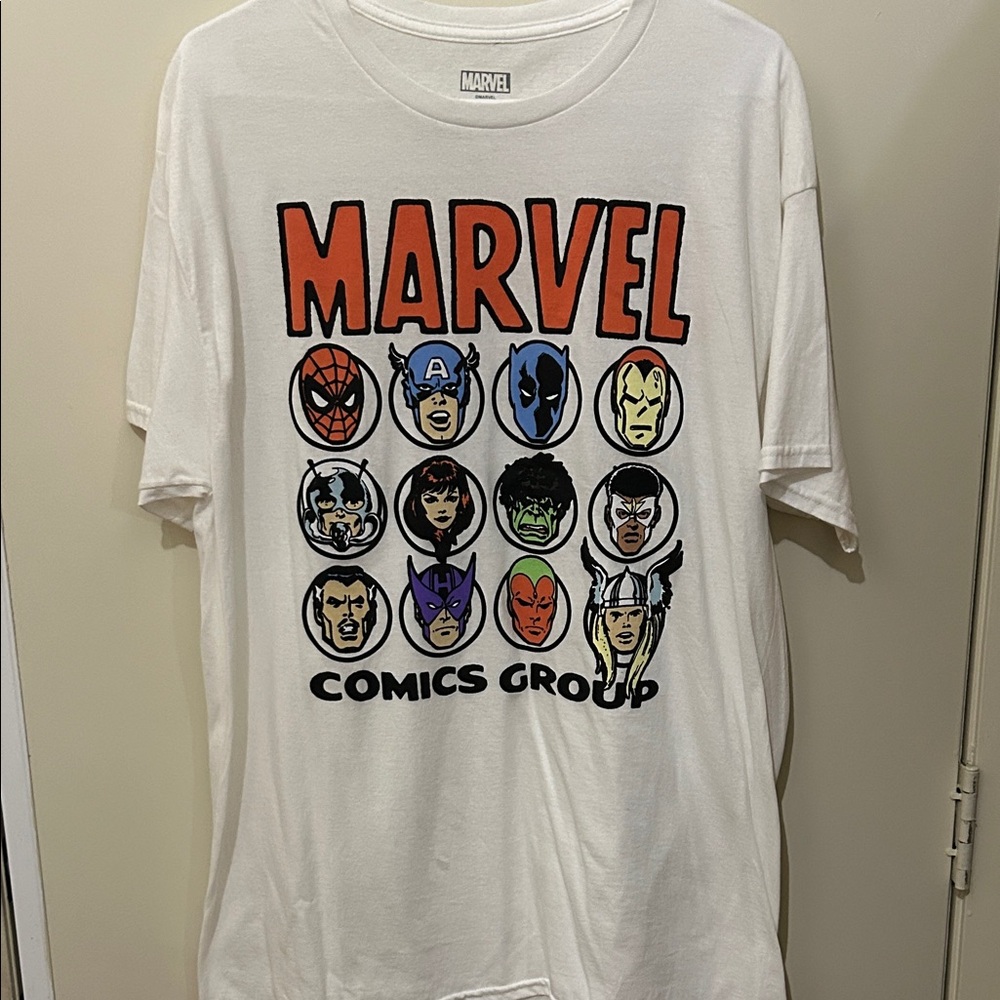 Marvel White Short Sleeve Tee with Colorful Characters